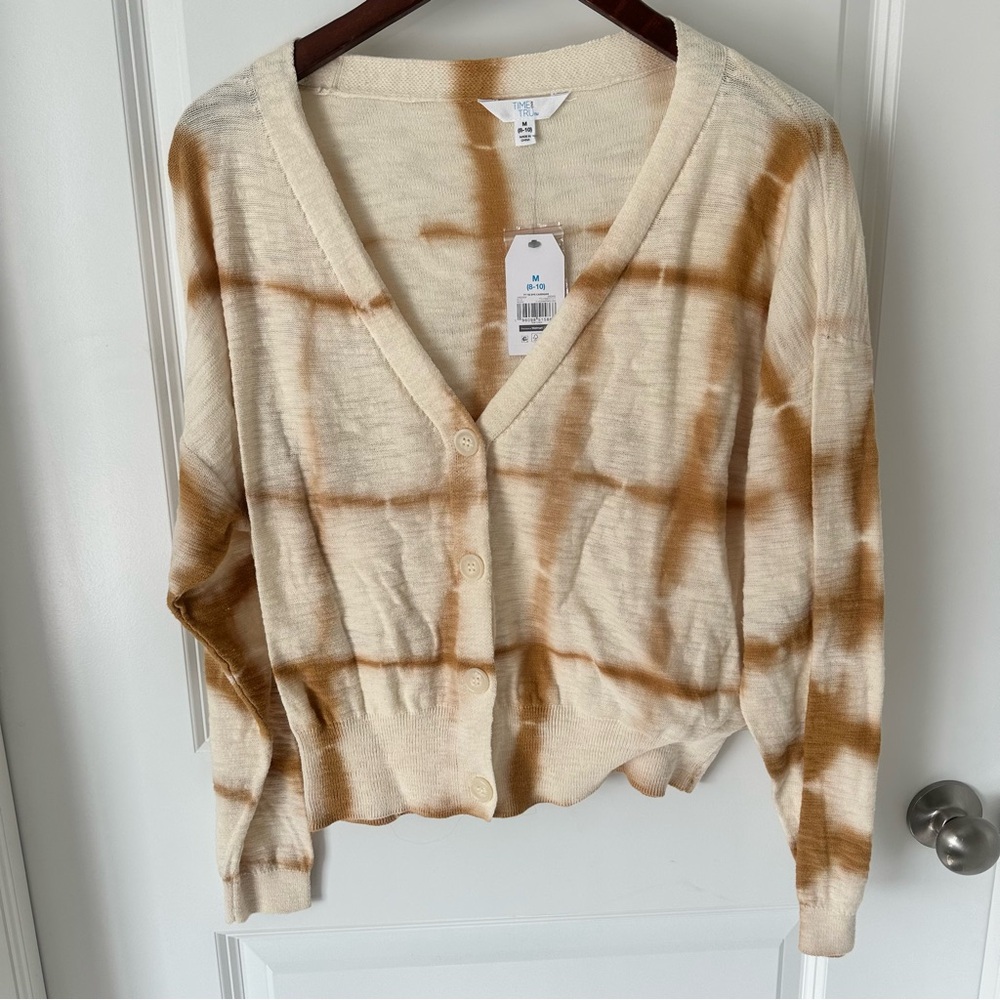 Time & Tru Tie-Dye Lightweight Cardigan Sweater